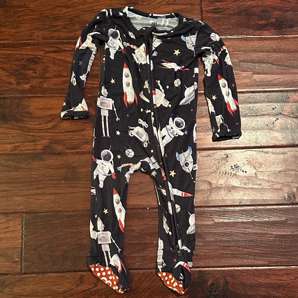 Bums & Roses Space Adventure Kids Bamboo Footie Pajamas